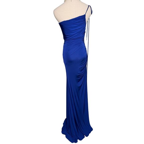 Halston x Netflix Anjelica One Shoulder Jersey Gown cobalt blue size 2 XS - Picture 8 of 15